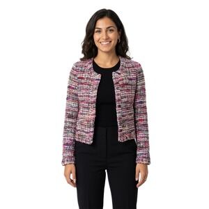 IRO Paris Blazer Women's Size 36 Small Multi Bouclé Tweed Cropped Open Jacket